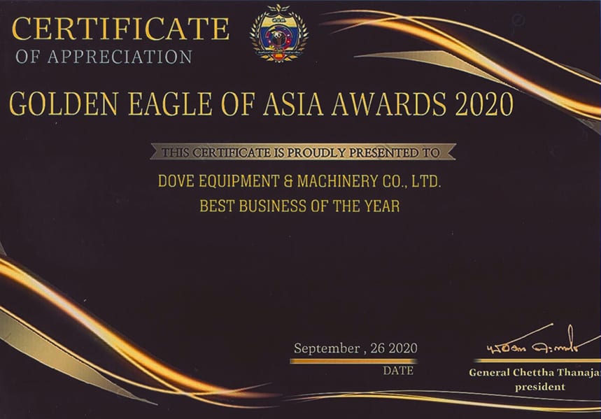 DOVE Equipment Best Business 2020 Award