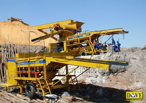 Portable diamond wash plant in the mine in Angola