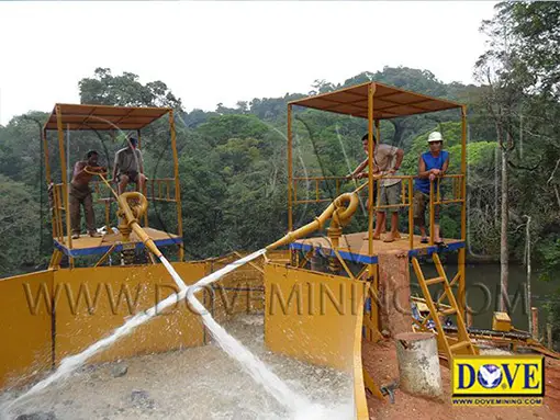 DOVE Hydraulic Cannon and Feed hopper in the mine