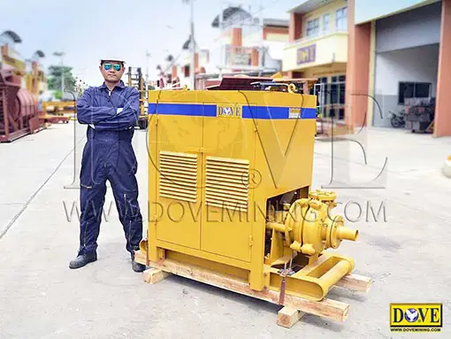 Slurry pump in the factory with DOVE technician