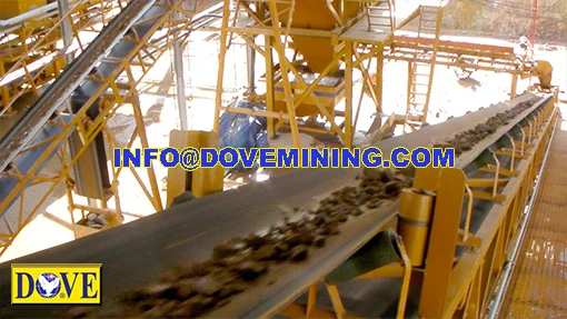 Belt conveyor transporting ore